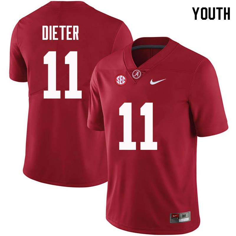 Alabama Crimson Tide Youth Gehrig Dieter #11 Crimson NCAA Nike Authentic Stitched College Football Jersey VO16R48PZ
